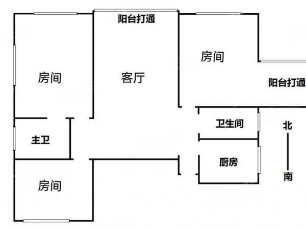 帝景大厦电梯中层 精装修三房两卫户型方正舒适出租房源真实图片