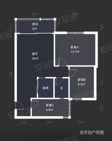 圆明山庄3室2厅1卫78㎡南北144万