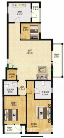 西山庭院3室2厅2卫137.73㎡东南1298万