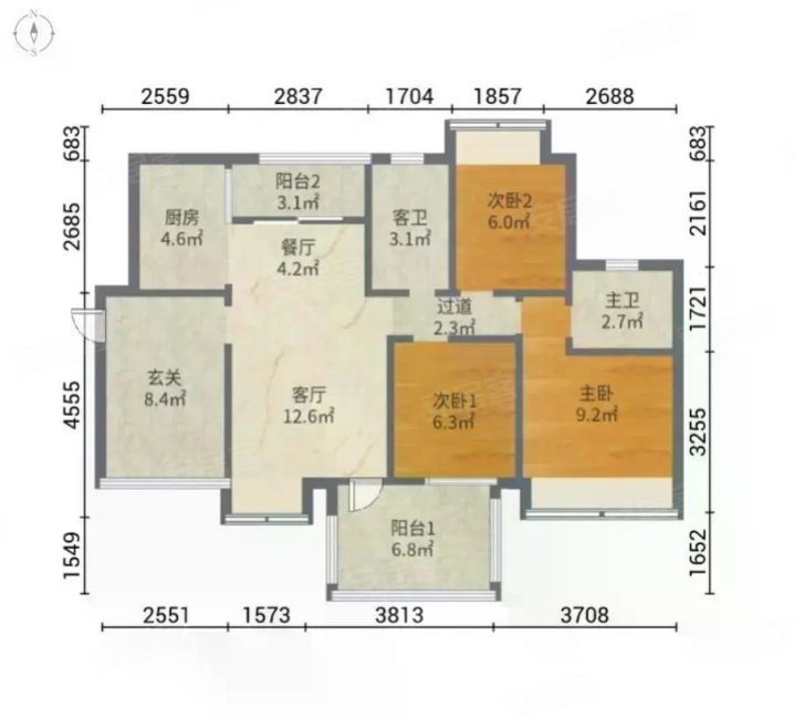 光耀荷兰小城3室2厅2卫81.11㎡南56万