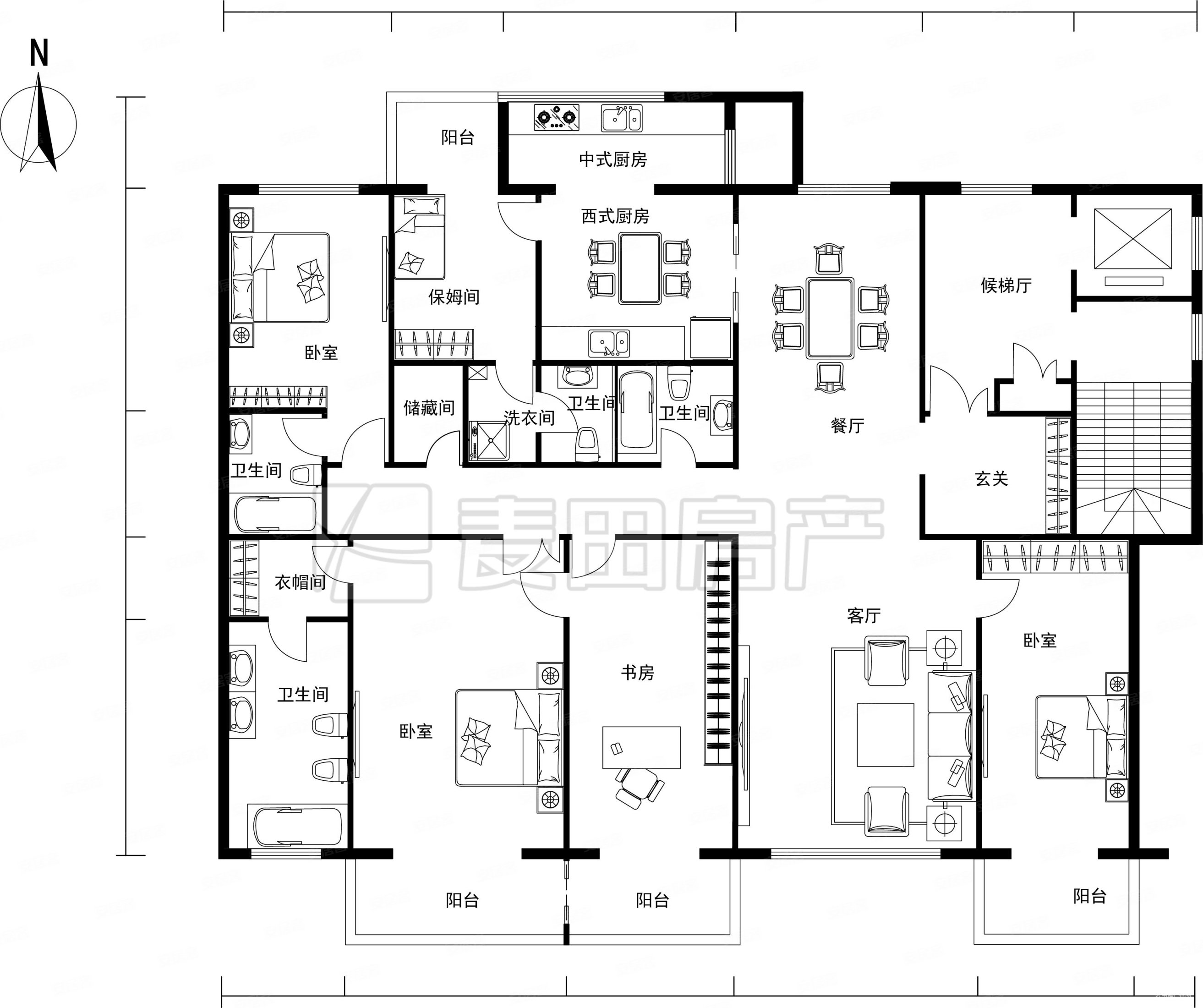 南北通透5室2厅鲁艺上河村三区高端装修