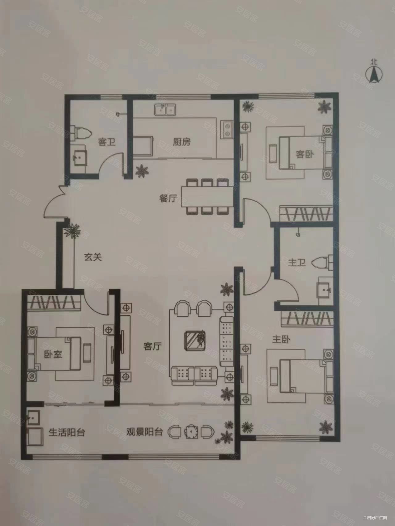 水岸阳光3室2厅2卫135㎡南北59.9万