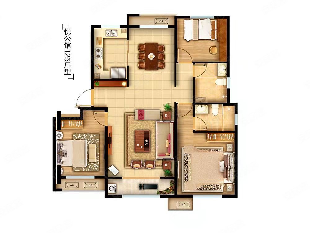 满二,中海悦公馆二手房,109万,3室2厅,2卫,112平米-烟台安居客