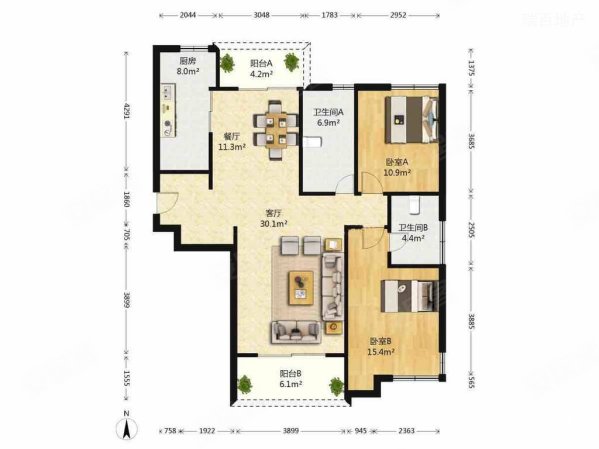 申客小区2室1厅1卫65.34㎡南441万