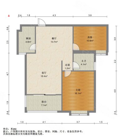 皇冠国际2室2厅1卫92.78㎡南北110万