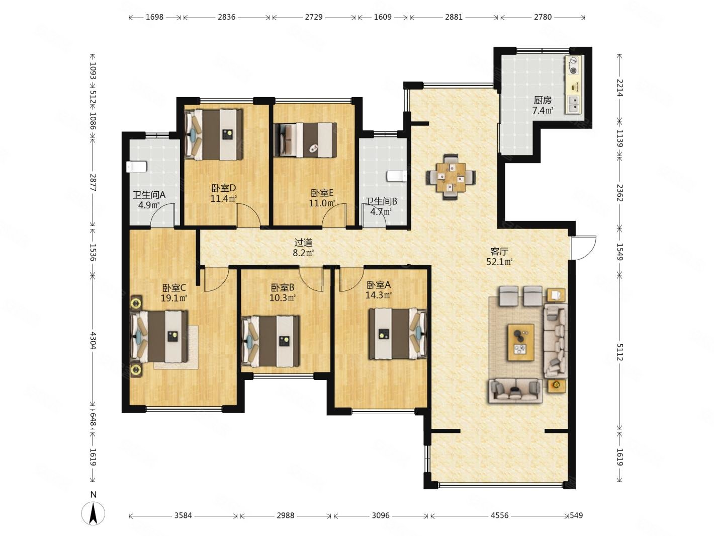 御湖湾南北通透电梯房商品房高楼层采光充足楼龄新