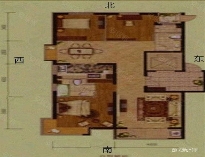 皇家壹里(A区)3室2厅2卫126.21㎡南北172万