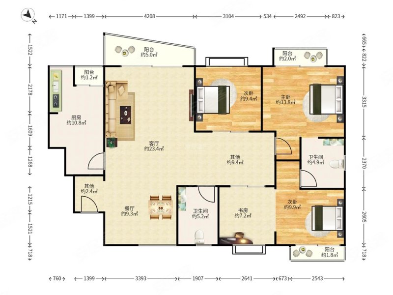 无遮挡的山海景(实用4房,沙头角口岸旁)红本满5年,瀚海翠庭二手房