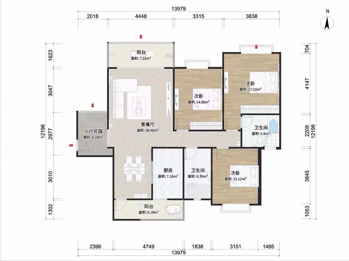 商品住宅 中间楼层,文星花园二手房,150万,3室2厅,2卫,130平米-成都
