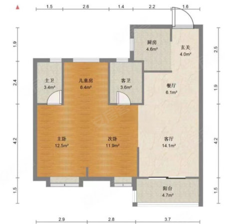 远洋山水3室2厅2卫88.9㎡南北99万