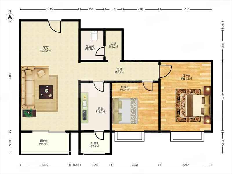 必看好房 加州水郡 精装南向2居诚心出售 随时看房