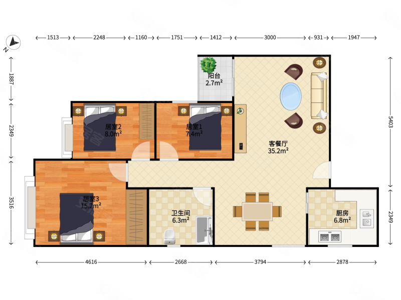 梅林一村(五至十三区)3室2厅1卫98㎡南北618万