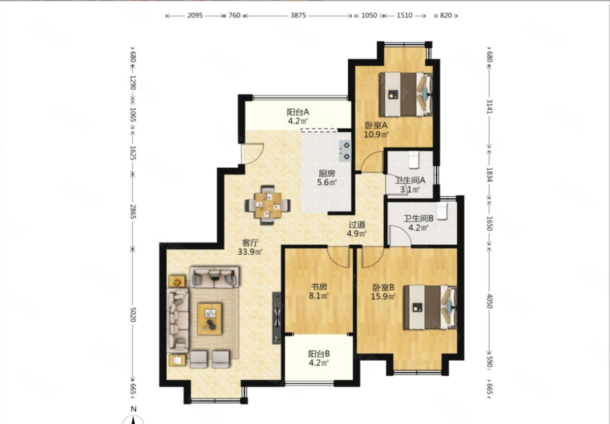 南湖边117平精装曲江明珠满二地铁口曲江一中
