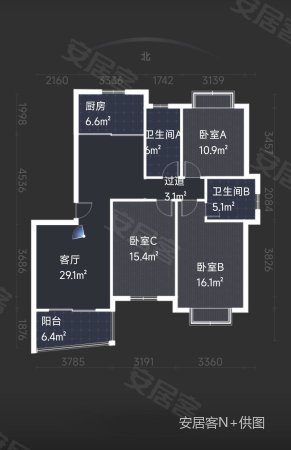 城市之光锦荣苑3室2厅2卫133.03㎡南178万