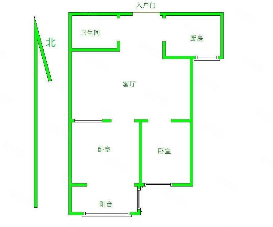 东湖印象2室1厅1卫51.79㎡南52万