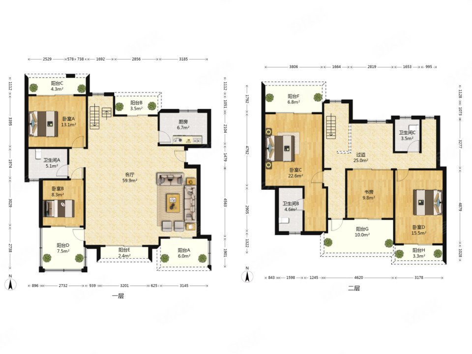 万科城上叠墅近地铁满五视野好每个房间都有大露台