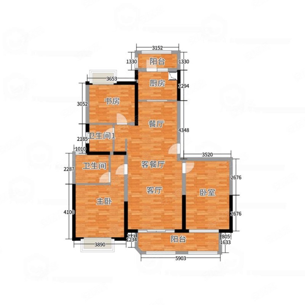 尚城国际(一二期)3室2厅2卫136.93㎡南北170万