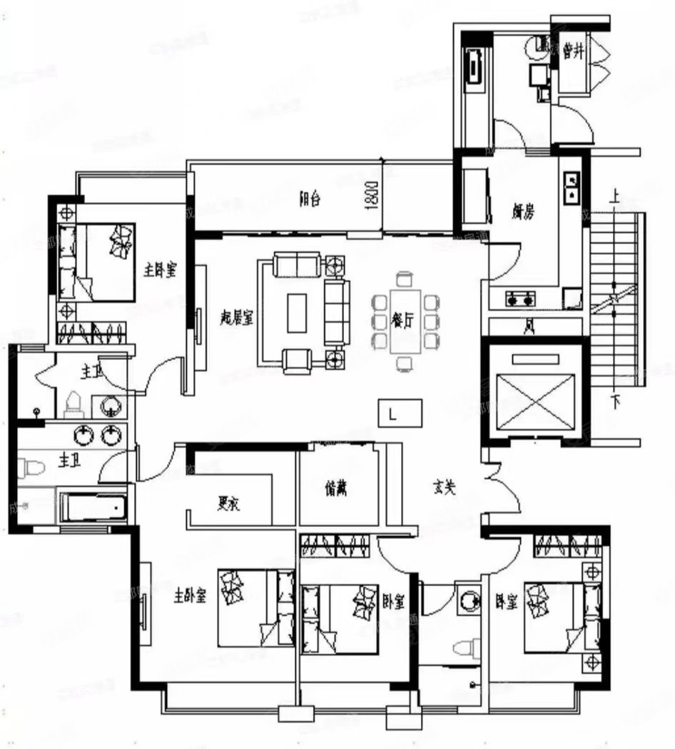 攀成钢,仁恒滨河湾,电梯大套四,精装方正户型,仁恒滨河湾(三期)二手房