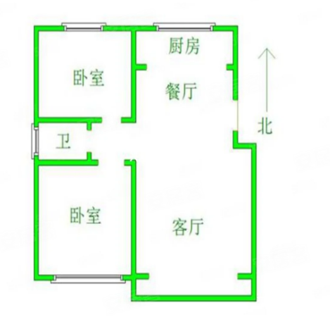 北岭三区馨苑小区2室2厅1卫82.84㎡南北60万