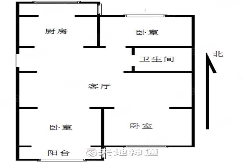 南华园(四区)3室1厅1卫80.46㎡南北208万