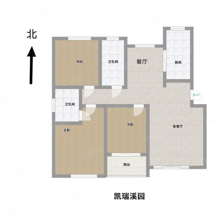 凯瑞溪园3室2厅2卫163㎡南北139万