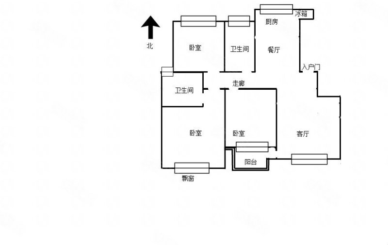 恒辉曼哈顿3室2厅2卫127㎡南北65万