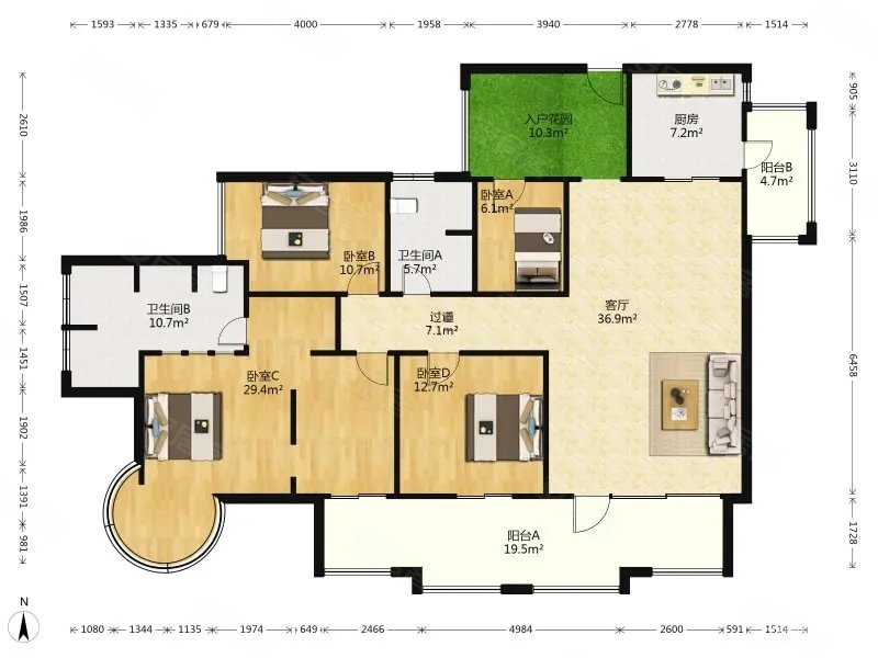 置信丽都花园城a区(内侧)4室2厅2卫184㎡南北315万