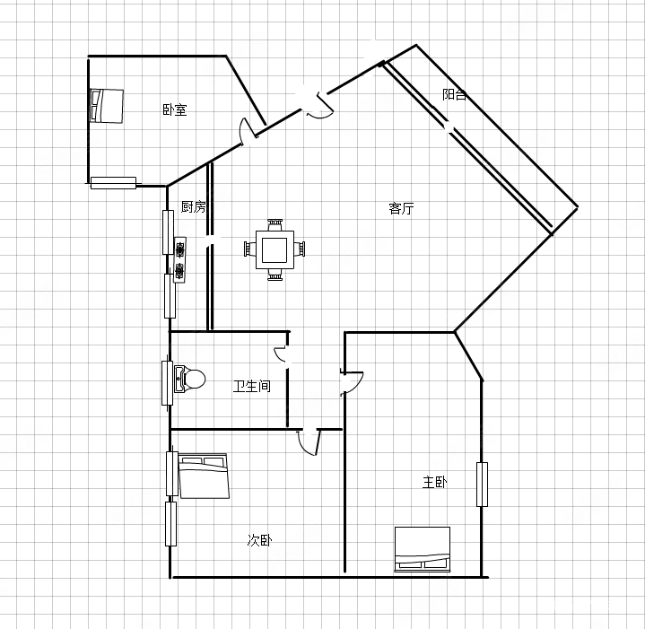 鸿山大厦2室1厅1卫65.26㎡东北469万