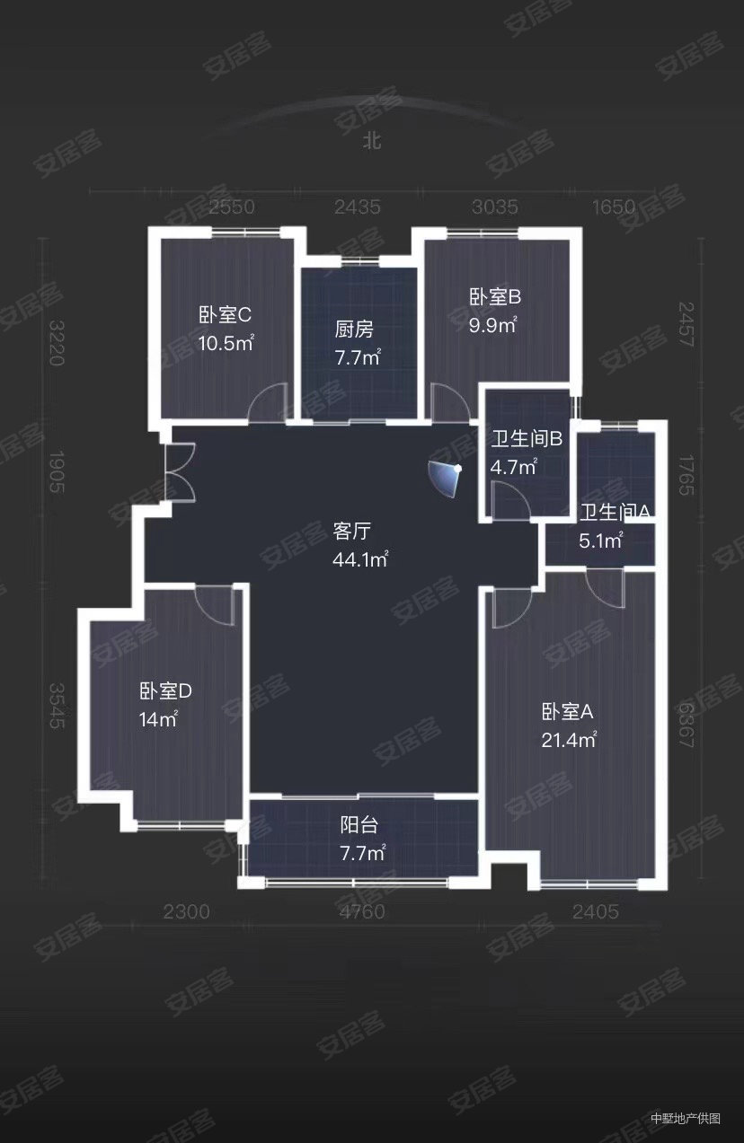 万科中央公园上园4室2厅2卫135㎡南北245万