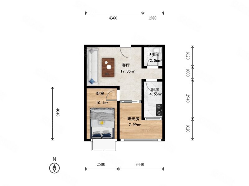 交道口东大街小区(B区)1室1厅1卫53.64㎡南745万