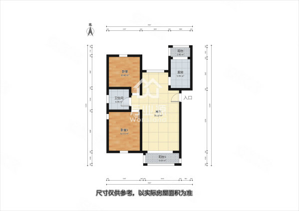 福源花园2室1厅1卫90.83㎡南北119万