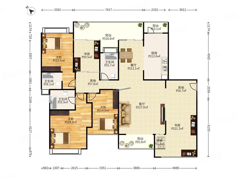 公园大地  精装大4房  南北通透 急售
