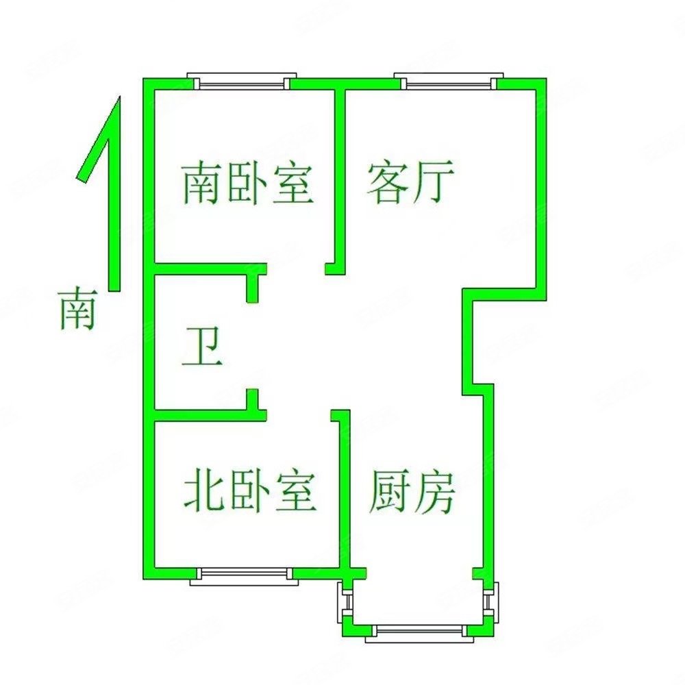 首开国风润城(一二期)2室1厅1卫96.74㎡南北55万