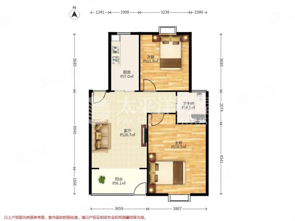 杉林新月家园2室1厅1卫73.37㎡南北368万