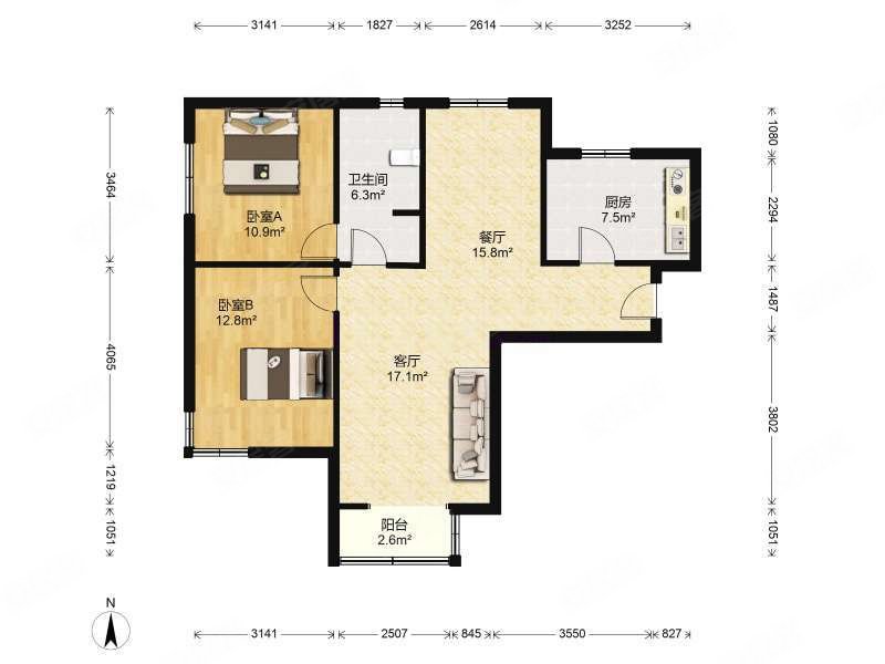 中间楼层 满五 次新房 朝南 近医院 商业配套齐全,尚园二手房,138万,2