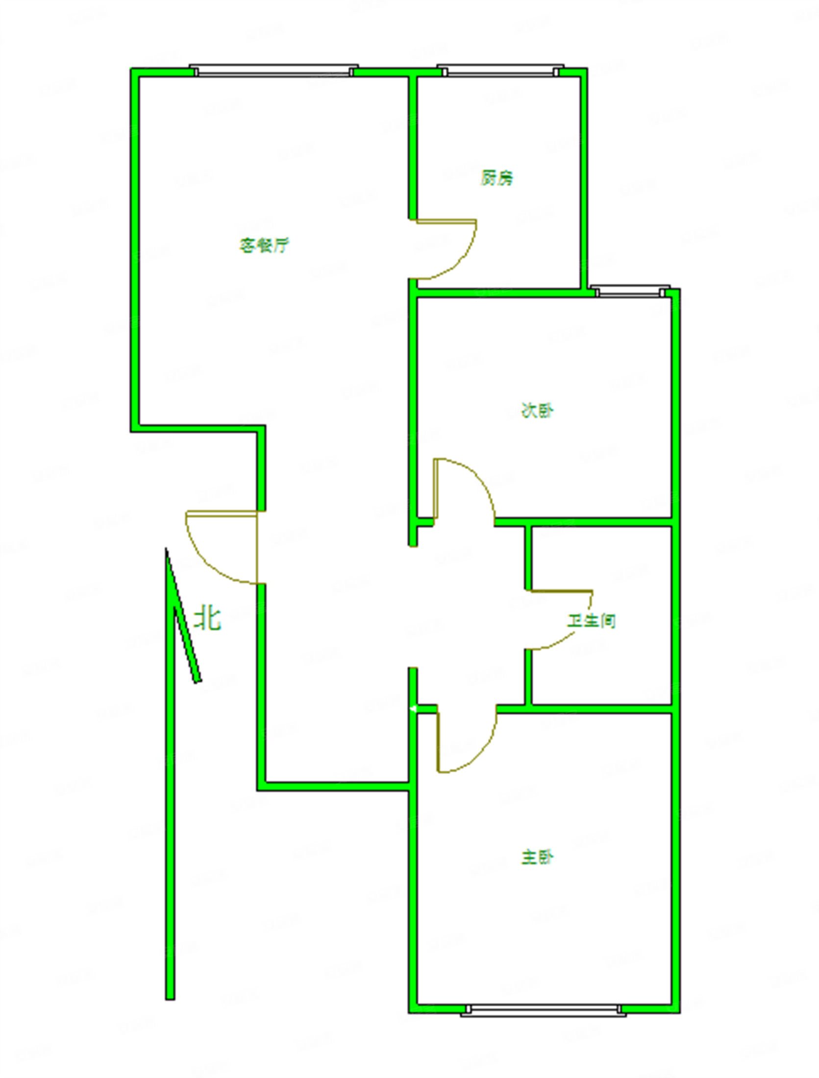 康泽佳苑(南区)2室1厅1卫56.7㎡南北200万