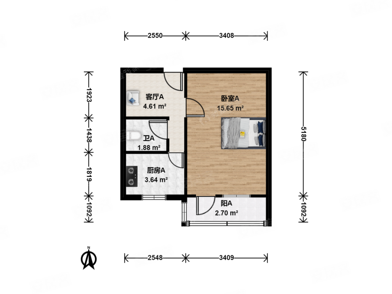 小营东路12号院1室1厅1卫40.8㎡南240万