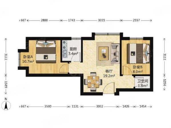 南庭新苑北区2室1厅1卫61.76㎡西北290万