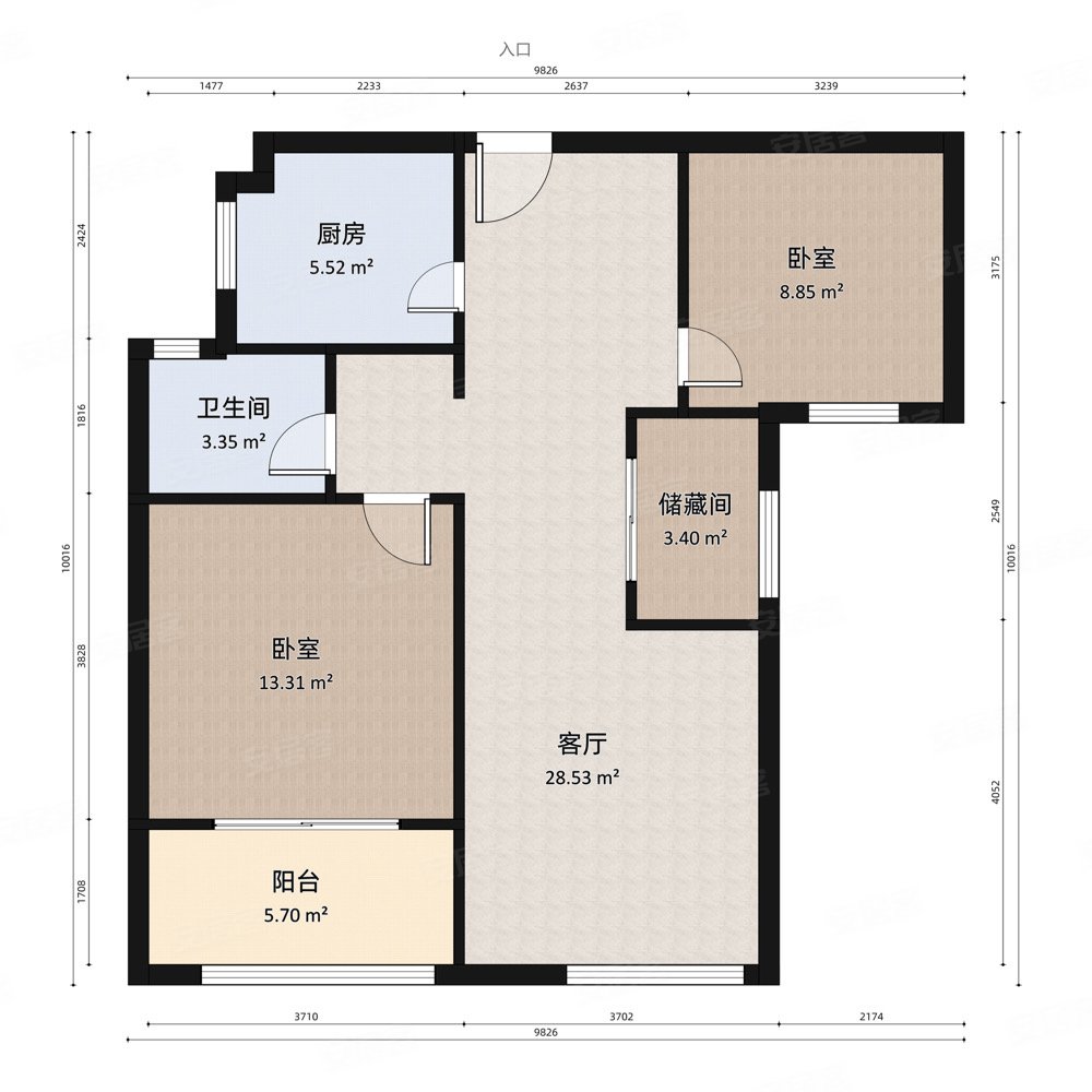 禹洲老城里3室2厅1卫91.33㎡南北370万