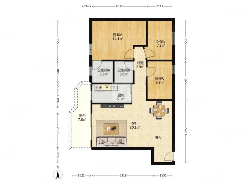 华侨城 电梯3房带主套 户型方正 保养好 看房约