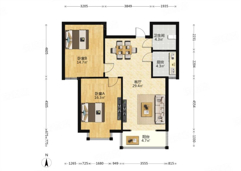 紫竹园2室1厅1卫102.13㎡南82万