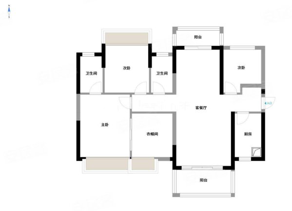 龙光玖珑郡4室2厅2卫123㎡南北100万