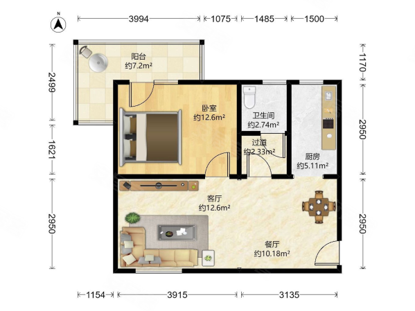 水关新村2室1厅1卫59.17㎡南北173万