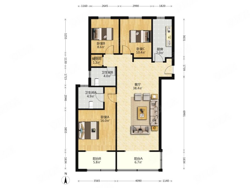 世茂三期璀璨滨江 二次精装 拎包入住 随时看 配套全