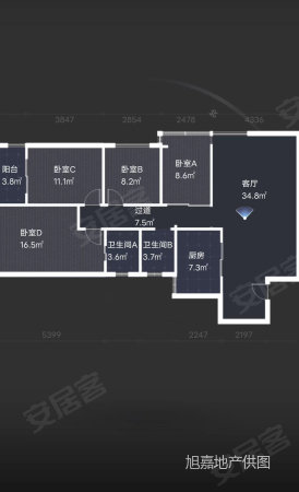 天园假日4室2厅2卫124.84㎡南北104万