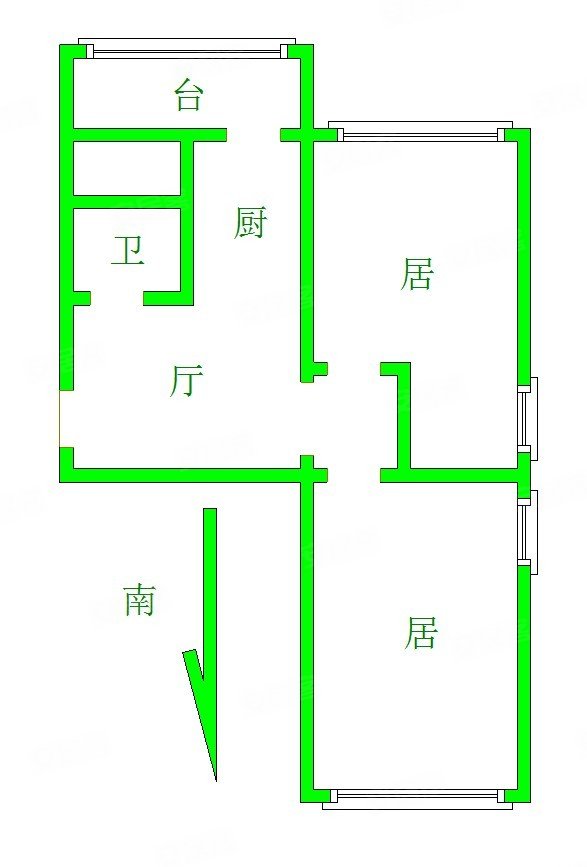 高洁里2室1厅1卫56.72㎡南北168万