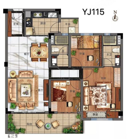 蚌埠碧桂园3室2厅2卫115㎡南北81万