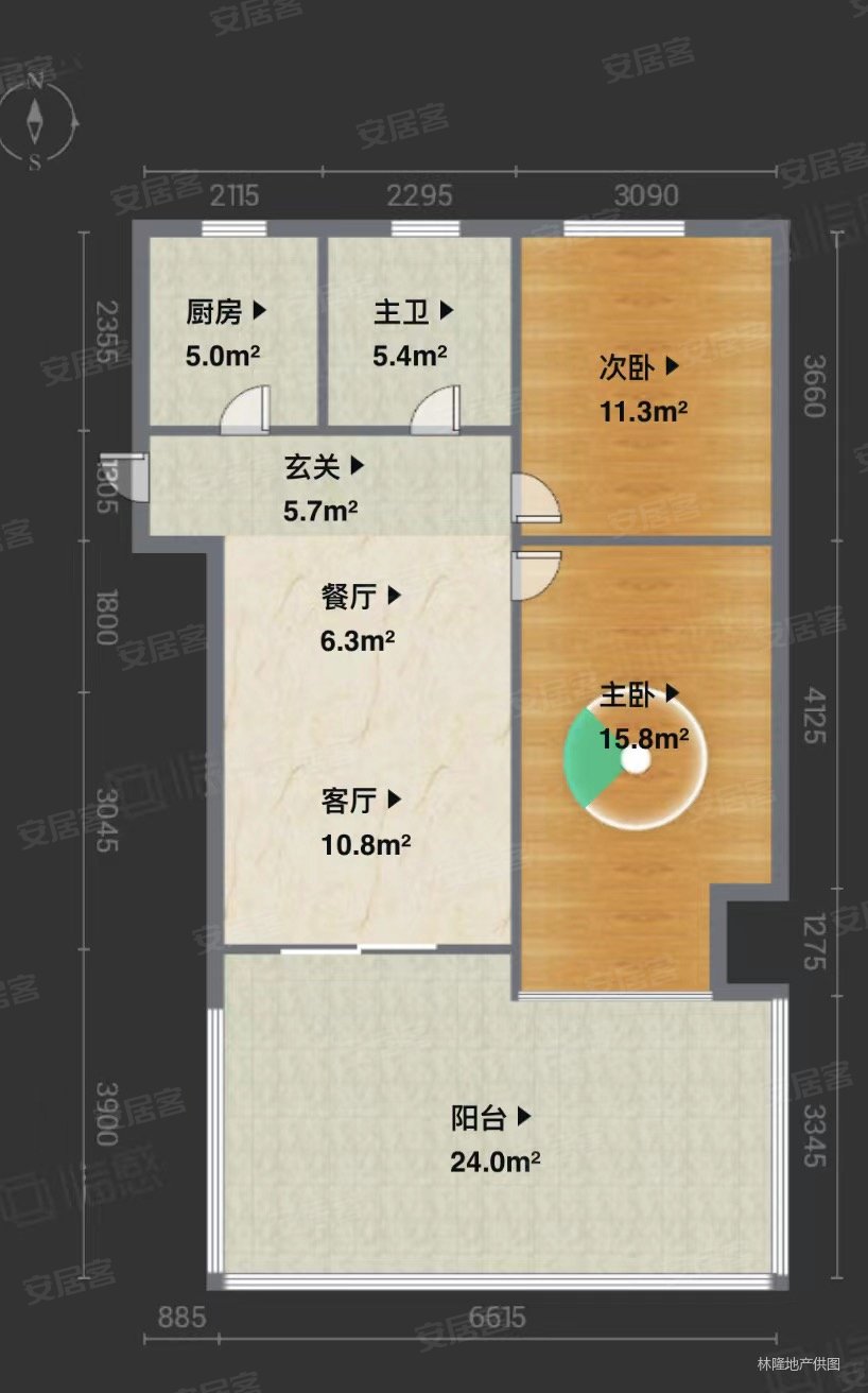 鸿宝二村(公寓住宅)2室2厅1卫70.4㎡南北168万