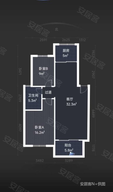 江南明珠苑2室2厅1卫90㎡南169万