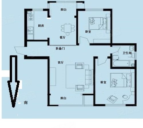 红磡领世郡常春藤2室2厅1卫105㎡南193万